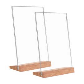 Set of 2 Vertical Photo Frame Acrylic Standing Sign Holder L Shape Photo Card Holder Clear Acrylic Menu Stand Pop Stand (A6)