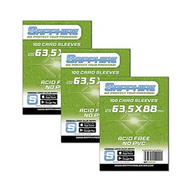 Red Glove - Pack of 3 100 Sapphire Sleeves Green 63.5 x 88 SPGREEN3P