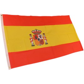 NWFlags Spain State Flag 5ft x 3ft 75d Premium Polyester Suitable For Flagpoles | Strong Polyester 5x3 foot material Spanish Crest flag with Eyelets