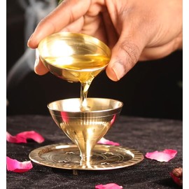 ServDharm Brass Akhand Diya with Borosilate Glass (6.7 Inches; 17 Cms )