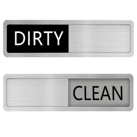 Kichwit 304 Stainless Steel Clean Dirty Dishwasher Sign Dishwasher Magnet, Works on All Dishwashers, 5.5 x 1.6 Inches, Black and Grey
