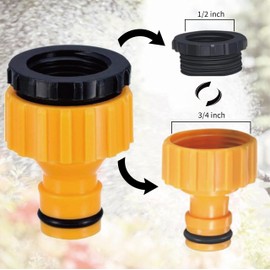 ZhiheHui 2 Pack Garden Hose Connector, 1/2 Inch and 3/4 Inch Size 2-in-1 Hose Faucet Connector, Outdoor Tap Fittings for Hosepipe, Kitchen & Faucet, Leak-Proof Metal Connectors and Fittings