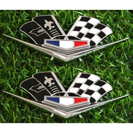 2Pcs 1962-1963 Impala 327 409 Belair Front Fender Emblem Replacement for Corvette (Silver Black)