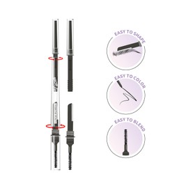 Music Flower Eyebrow Pencil,Portable 3 in 1 Eyebrow Shaping Enhancing Kit with Brow Trimmer & Brow Brush + Replaceable Brow Refills (Gray)