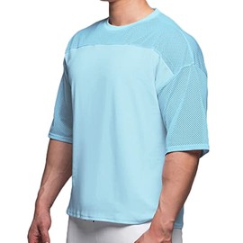 Magiftbox Mens Workout Shirts Short Sleeve Oversized Hipster Big Size Gym Shirts T64_Blue_US-L