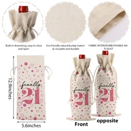 FBCCZEY Happy Anniversary 21st Birthday Party Decorations for Her Him, Cool 21st Birthday Gifts for Her Him Wine Bag, Unique 21 Year Old Birthday Gifts for Her Women, Finally 21 Birthday Wine Bags