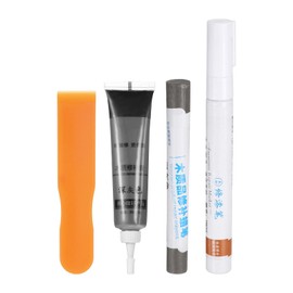 HARFINGTON Wood Furniture Repair Kit (Wood Markers + Wood Filler Paste + Wood Filler Stick) Touch Up Kit with Spatula for Repairing Scratches Holes Wooden Floors Cabinet, Dark Gray