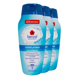 Benzal Jabón Liquido Íntimo Benzal Cuidado Ph Lactoprebiótico, Paquete de 3, 355ml,