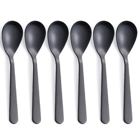 FULLYWARE Demitasse Espresso Spoon, Matte Black, Stainless Steel, Satin Coffee Spoon, Mini Teaspoon, Sugar Spoon, 4.7 inch, Set of 6