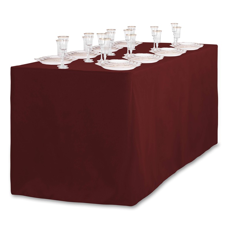 LinenTablecloth 4 ft. Fitted Polyester Tablecloth Burgundy