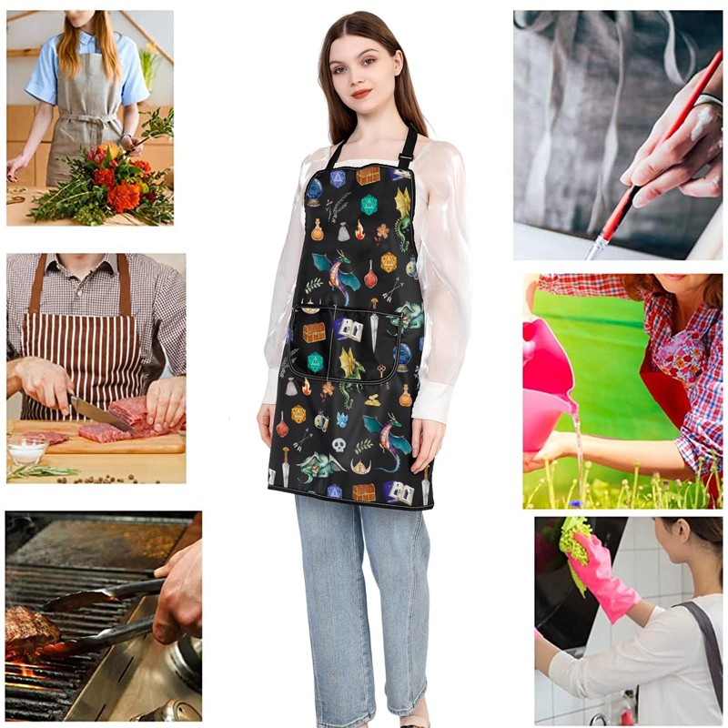 MYSOMY DnD Kitchen Apron Geek Roleplaying Arpon RPG Game Gift