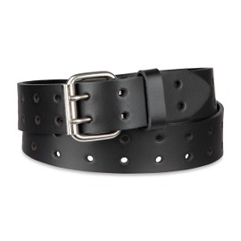 Dickies Men's Leather Double Prong Belt, Black, 34 (Waist: 32)