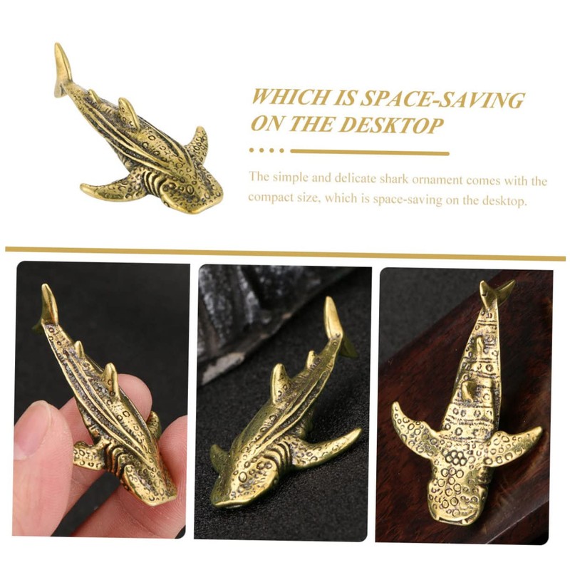 CORHAD Brass Shark Ornament Unique Desktop Decoration Small Shark Sculpture