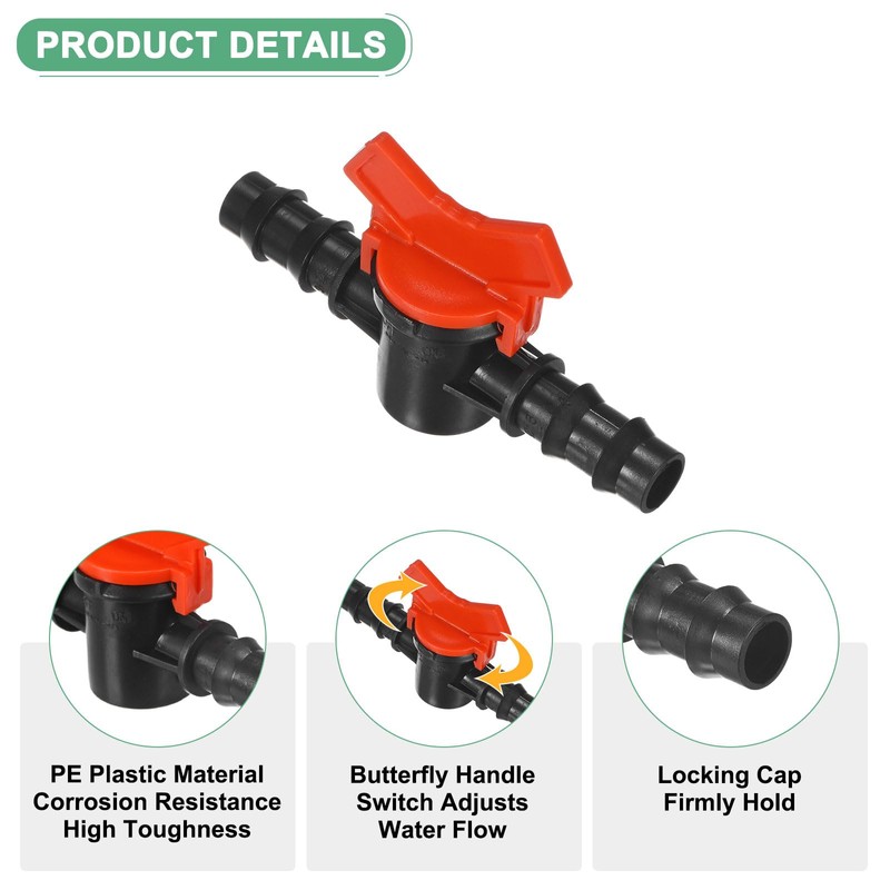 M METERXITY 4 Pack Barb Ball Valve for 5/8" Drip
