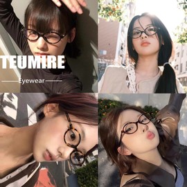 Teumire Retro Oval Glasses for Men Women 90s Style Blue Light Blocker Fake Nerd Eyeglasses(Brown)