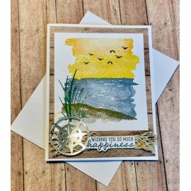Handmade Stampin Up! Wishing You Much Happiness Card Kit Oceanfront & HORIZONS Watercolor
