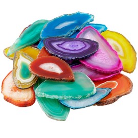 Mookaitedecor 12 Pieces Natural Geode Agate Disc Pendants for Jewellery Making Irregular Polished Top Drilled Cut Agate Plates, NA