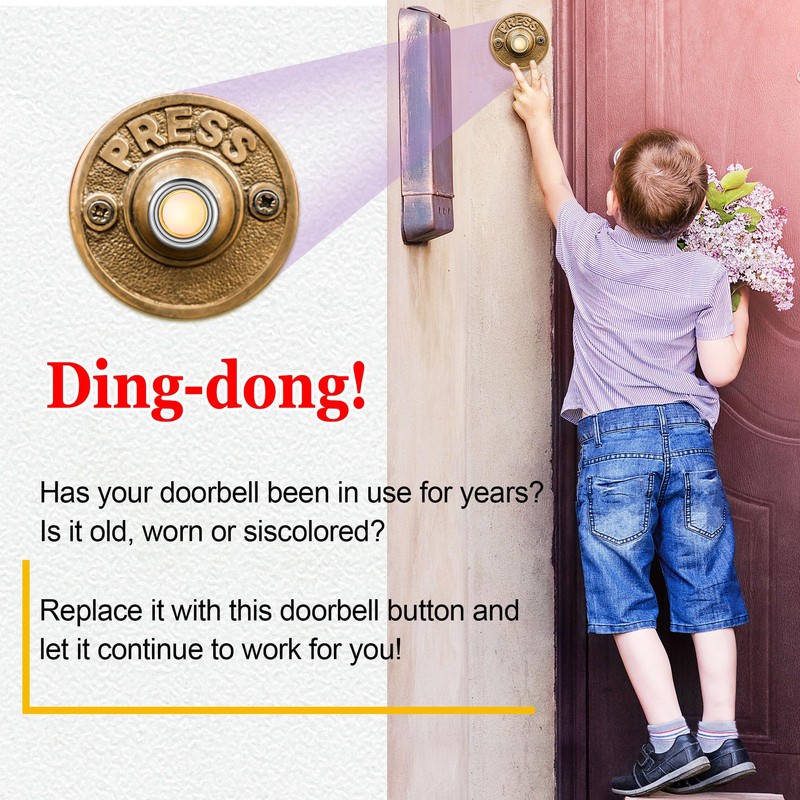 Dreyoo 2 Pack Lighted Doorbell Button Replacement, Easy to Install
