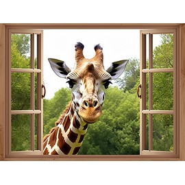 Window Giraffe Diamond Painting Set - MaiYiYi 5D Full Round Diamond Painting Cute Giraffe Crystal Diamond Painting Set Giraffe Diamond Painting for Beginners for Adult Kids Wall Art Decor (40X30 CM)