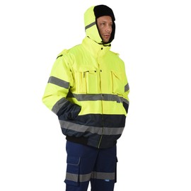 AYKRM High Visibility Viz Keep warm fluorescenceTrapper Bomber work hat (61CM, YELLOW)