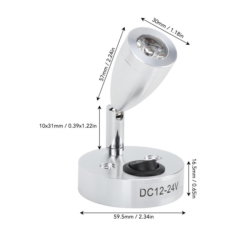 LED RV Bedside Lamp High Brightness 2W DC12 to 24V