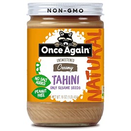 Once Again Natural Sesame Tahini - Salt Free, Unsweetened - 16 oz Jar, Packaging May Vary