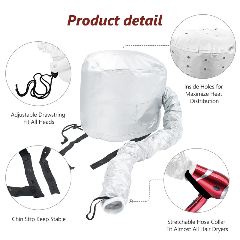 Portable Hair Dryer Bonnet Attachment for Hair Styling, Hair Color,