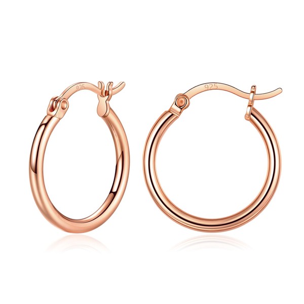 VYYU Rose Gold Hoop Earrings for Women, S925 Sterling Silver