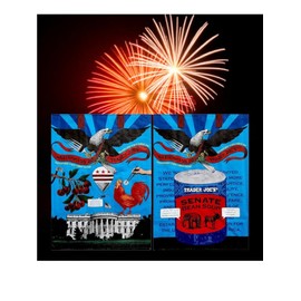 Trader Joe's Washington DC "Top Secret" Reusable Grocery Shopping Bag; City Themed Design: White House, Lincoln Memorial, Bald Eagle, Republican & Democrat Symbols...