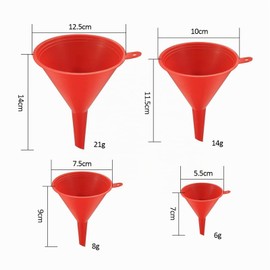 Mulbijeo Set di 4 Imbuti, senza BPA, Imbuti Cucina durevoli con foro di sospensione, Imbuto per olio, salse, spezie, Imbuto Benzina, multifunzione per cucina e cambio olio auto