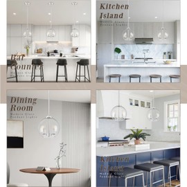 YSHomeStunn 10" Globe Pendant Lights Kitchen Island Glass Globe Pendant Light Fixture Bedroom Mid Century Modern Pendant Lighting Nickel Pendant Light for Kitchen Island Dinning Room (Bulb Incl.)