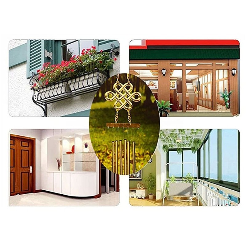 Feng Shui Goods, Copper 6 Tubes, Wind Chime, Ruyi Knot,