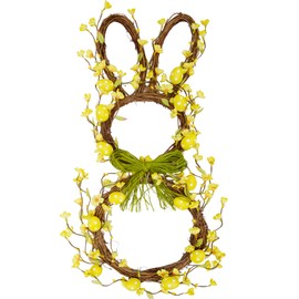 27 Inch Easter Wreaths for Front Door Bunny Wreath Cute Easter Decorations Gifts Spring Flower with Eggs Home Decor Party Holiday Wall Window