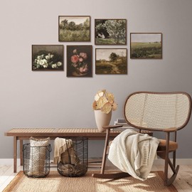 Dazzlewall Vintage Rustikale Wandbilder Französisches Land Blumen Leinwand Bilder für Bauernhaus Schlafzimmer Wohnzimmer Deko 20x25 cm 6er Set Ohne Rahmen