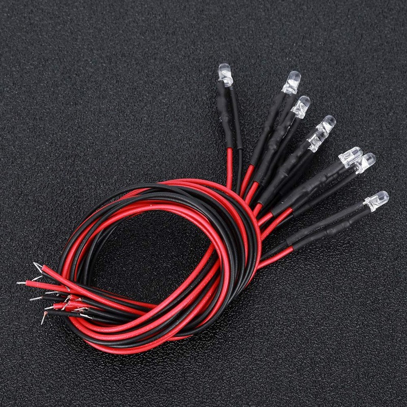50pcs LED Diode Light, 12V 3mm Round Head Purple Light