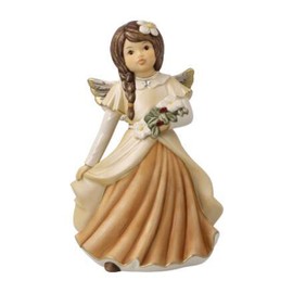 Goebel X-Mas 41-646-07-1 Angel Figurine Christmas Flower Magic Stoneware Multi-Coloured Dimensions: 10 cm x 8.5 cm x 15.5 cm Champagne