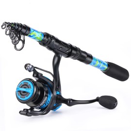 Sougayilang Fishing Rod and Reel Combos with Telescopic Fishing Pole Spinning Reels Fishing Carrier Bag for Travel Saltwater Freshwater Fishing