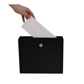 AdirOffice Multi Purpose Mail Box with Lock - Heavy Duty Drop Box - Commercial Suggestion Box -Wall Mountable Safe and Secure Ballot Box - 3" x 10" x 12" - Black