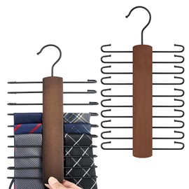 Dulynva 2 Pezzi Portacravatte da Armadio Legno Porta Cravatte Uomo Girevole a 360 Gradi Porta Cinture da Armadio con 20 Barre Usata per Appendere Cravatte Cinte Bretelle e Sciarpe