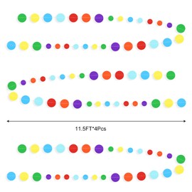 46FT Rainbow Garland Circle Dots Multi Color Dot Banner Backdrop Colorful Hanging Paper Streamer for Baby Shower Wedding Bridal Birthday Party Decorations Supplies