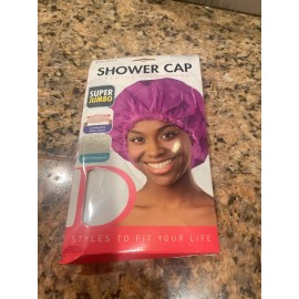 Donna Super Jumbo Shower Cap 22163 PREMIUM Collection. PINK, NAVY, & WHITE - White
