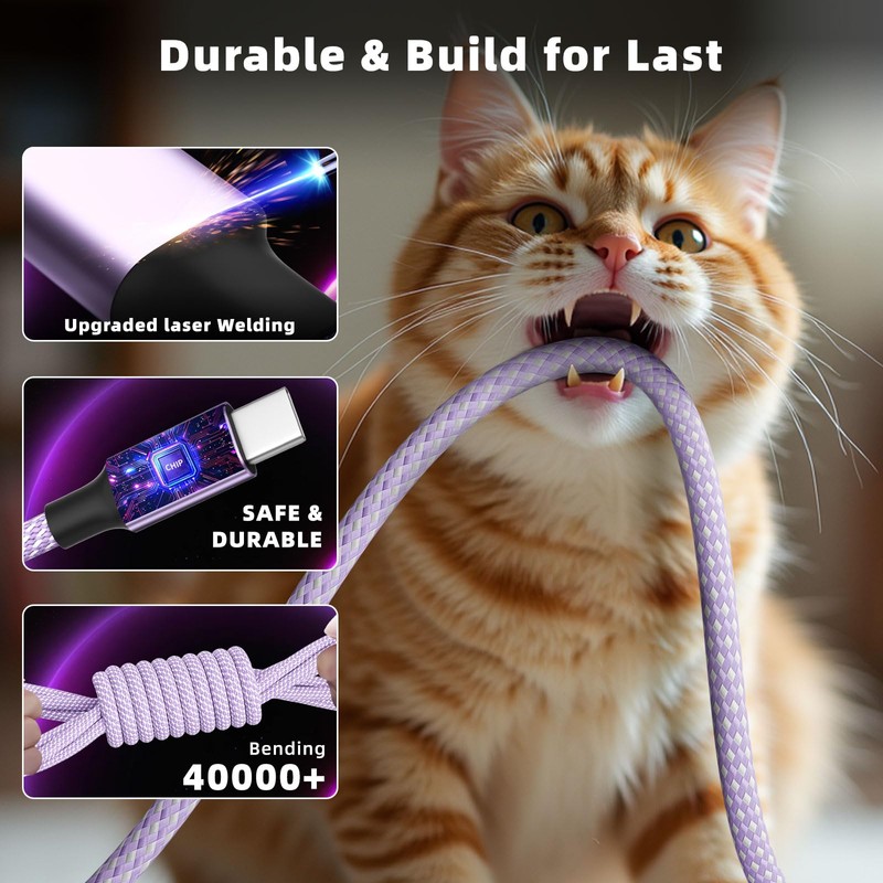 2 USB-C/IP Multi Charging Cable, Charging Cords for Multiple Devices,