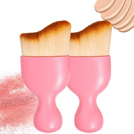 Flomiara 2PCS Tan Brush, Tanning Makeup Face & Angled Flat Foundation Blush Buffing Brush for Cosmetics Blending Liquid Powder Cream Tan Applicator, Self Tanning Face Hands Feet Body Leg Brushes Pink