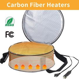 Round Food Warmer Electric Casserole Carrier - Large Heated Lunch Bag for Car Truck, 12V/24V/110V, Thermos for hot food for Potluck Cookouts Parties Picnic,Pie Carrier Bag