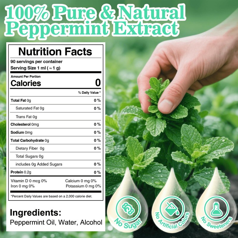 Rylenor 3 oz Peppermint Extract, Pure Mint Extract for Ice