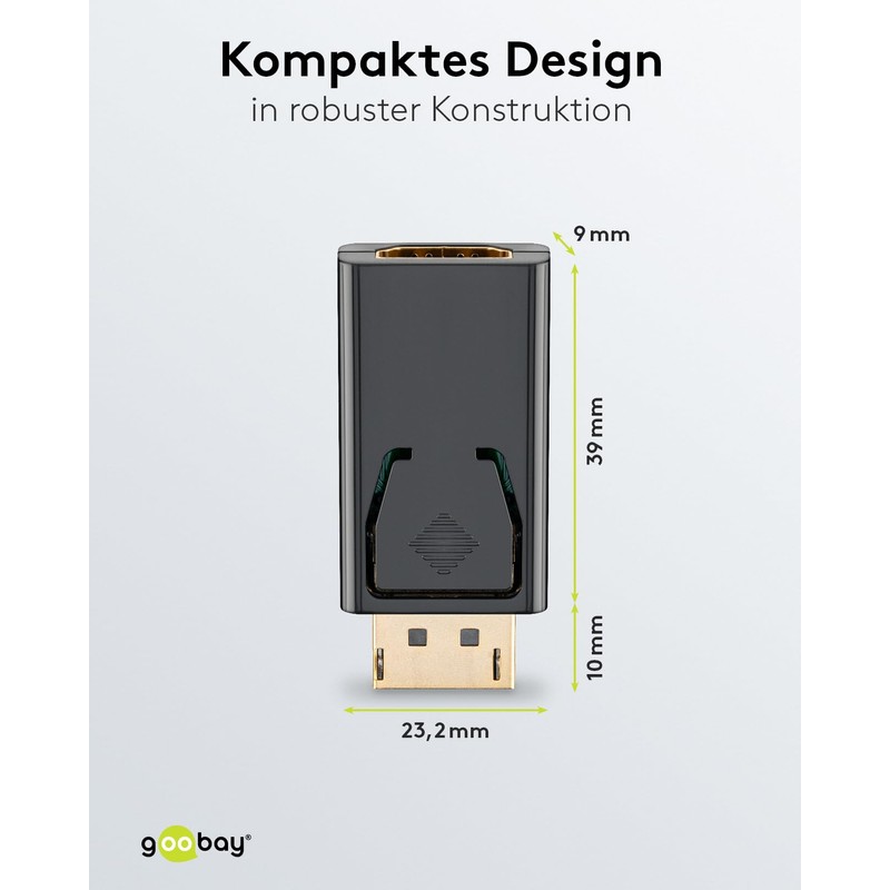 Wentronic 19 Pin HDMI Jack to 20 Pin DP Plug
