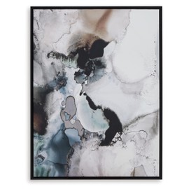 Signature Design by Ashley Mellrey Contemporary Rectangular Abstract Framed Gallery Wrapped Canvas Wall Art 30 x 40 Inches, Light Gray & Black