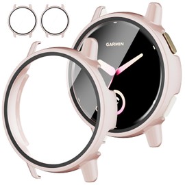 Rc-Z Screen Protector Case for Garmin vívoactive 5, [2-Pack] Hard PC Bumper Full Face Cover Replacement Accessories for Garmin Active 5/Vivoactive 5, Pink