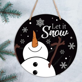 Snowman Door Decorations, Winter Door Decorations (12x12 Inch), Winter Let It Snow Door Hanger, Front Door Christmas Decorations, Christmas Door Hanger, Winter Door Hanger -SDMP15