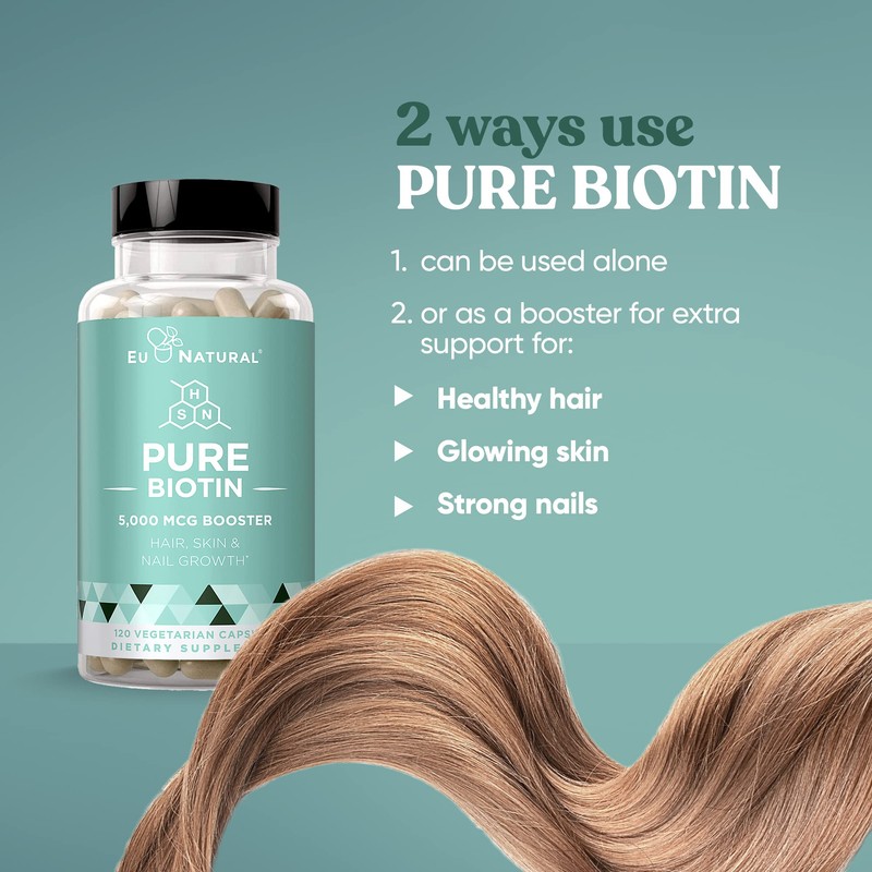 Biotin 5000 mcg Hair Skin Nails Supplement – High-Potency Hair